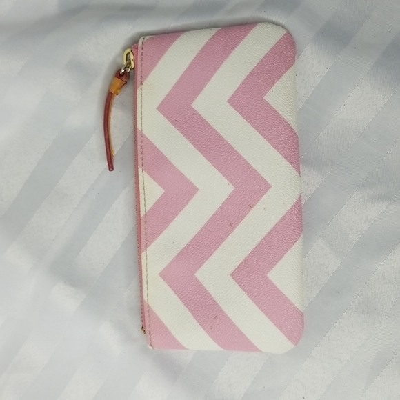 DOONEY & BOURKE PINK & WHITE WRISTLET ZIP TOP - Picture 2 of 8